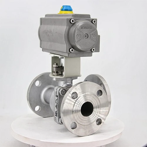 Pneumatic Actuated 3 Way Flanged Ball Valve factory
